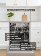 Admiral Freestanding Dishwasher, 14 Place Setting, 7 Auto Programs, Silent & High Energy Efficient, Half Load Function, Rapid Wash, Child Lock, Off -Peak Wash, Extra Drying, 1 Year Warranty 14 L 1800 W ADDW147USCP Silver