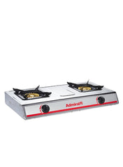 Admiral ADGS‑SS2011C 2‑Burner Gas Stove – Heavy‑Duty 100 mm Burners, Stainless‑Steel Body, Piezo Auto Ignition