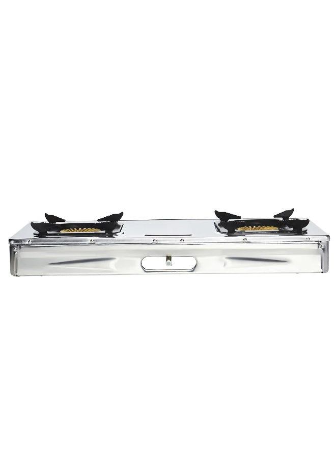 Admiral ADGS‑SS2011C 2‑Burner Gas Stove – Heavy‑Duty 100 mm Burners, Stainless‑Steel Body, Piezo Auto Ignition