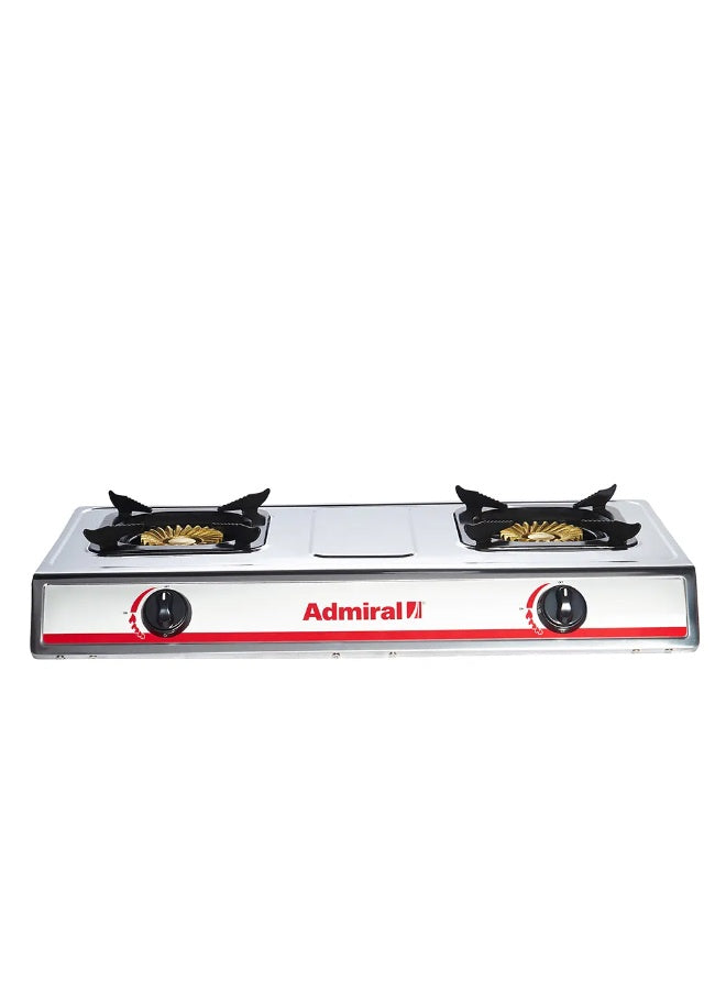 Admiral ADGS‑SS2011C 2‑Burner Gas Stove – Heavy‑Duty 100 mm Burners, Stainless‑Steel Body, Piezo Auto Ignition