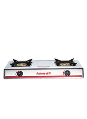 Admiral ADGS‑SS2011C 2‑Burner Gas Stove – Heavy‑Duty 100 mm Burners, Stainless‑Steel Body, Piezo Auto Ignition