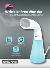 Admiral Portable Garment Steamer, 1300W Power, 80ml Water Tank, Compact & Lightweight Design – Blue & White - ADGS1380