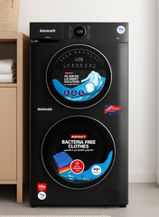Admiral Front‑Load Washer (7 kg) & Dryer (10 kg) Laundry Combo – Smart‑Jet, Dual Inverter Motors, Touch Panel, UV‑Sterilization, Stainless Steel Tub – Model ADLC157SICP 10 kg ADLC157SICP Black
