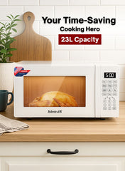 Admiral 23L Microwave Oven, 800W Power, Mechanical Control, Compact Design, 1-Year Warranty – Model ADMW23WSWP (White)
