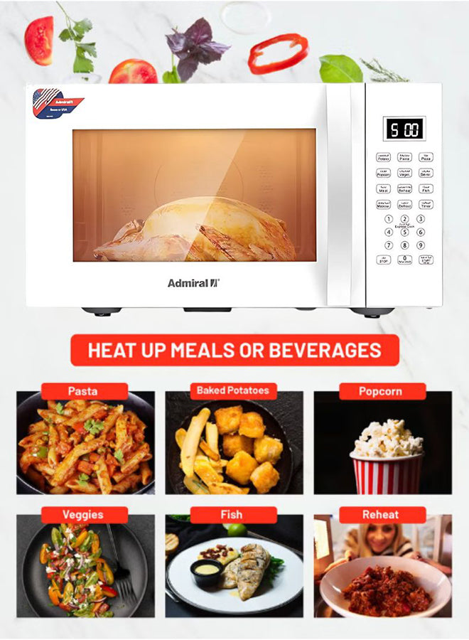 Admiral 23L Microwave Oven, 800W Power, Mechanical Control, Compact Design, 1-Year Warranty – Model ADMW23WSWP (White)