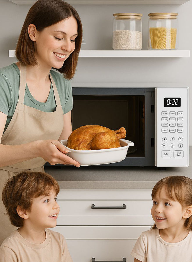 Admiral 23L Microwave Oven, 800W Power, Mechanical Control, Compact Design, 1-Year Warranty – Model ADMW23WSWP (White)