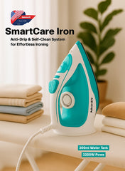 Admiral 2200W Steam Iron with Ceramic Soleplate, Auto Shut-Off & Self-Cleaning Function, 300ml Tank, 220-240V – Model ADSI2200B (Blue & White)