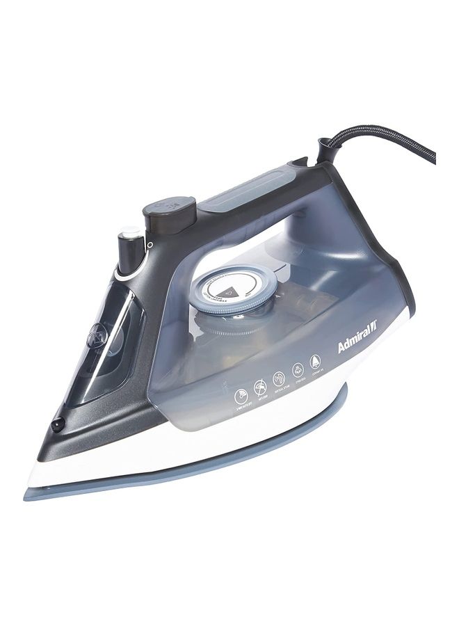 Admiral 2800W Steam Iron with 40g/min Steam Rate, Adjustable Mechanical Temperature Control, 350ml Water Tank, 220-240V – Model ADSI2800R (Black & White)