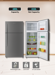 Admiral Refrigerator – 680 Liters Gross / 515 Liters Net Capacity | Energy Efficient R600a Refrigerant, Multi-Air Flow, Adjustable Shelves, LED Lighting, Modern Design for Large Families & Commercial Use ADTM68MSP Inox