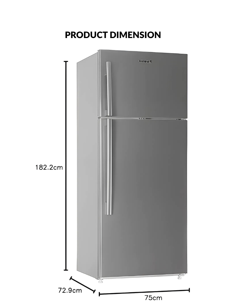 Admiral Refrigerator – 680 Liters Gross / 515 Liters Net Capacity | Energy Efficient R600a Refrigerant, Multi-Air Flow, Adjustable Shelves, LED Lighting, Modern Design for Large Families & Commercial Use ADTM68MSP Inox