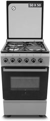 Gratus 50×50 cm Free‑Standing Cooker – 2 Gas Euro Burners + 2 Electric Hot Plates • Gas Oven • Model CRH522KTSS1- One year warranty.