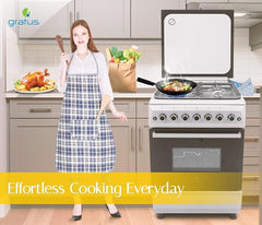 Gratus 60×60 cm Free‑Standing Gas Cooker | 4 Euro‑Style Burners • Turbo‑Fan Oven with Self‑Clean & Digital Timer • Made in Turkey • Model FCR604KTSS1