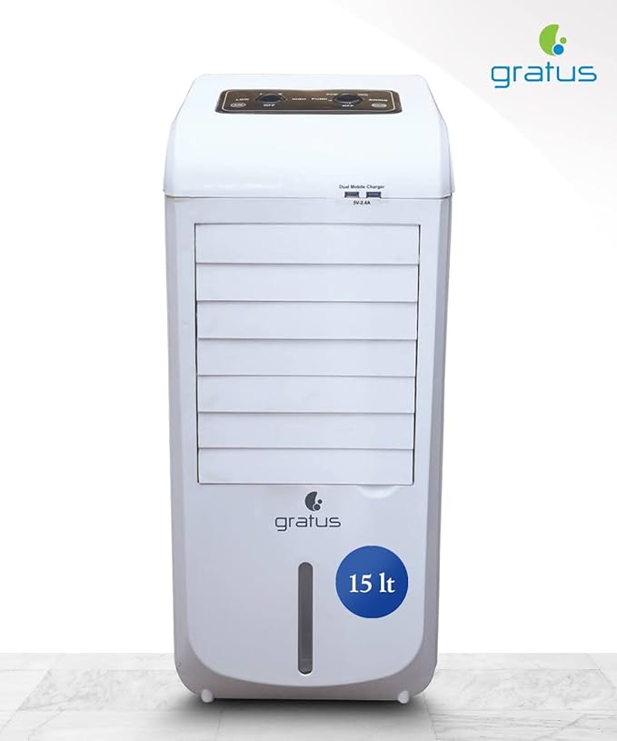 Gratus GADX9939 – 15 L Barred Series Evaporative Air Cooler with Dual-Flow Technology & 2 USB Ports