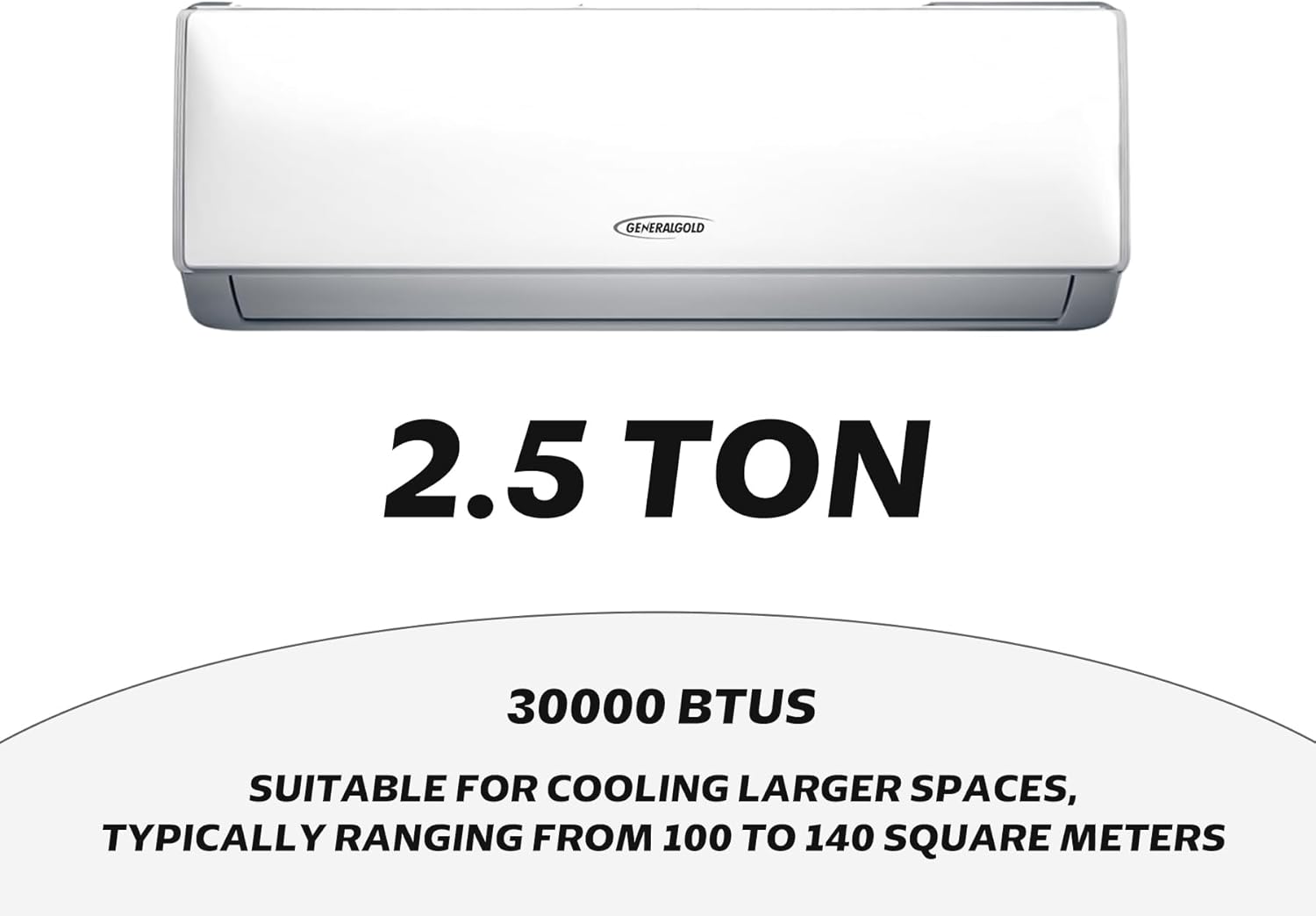 General Gold 2.5 Ton Split Air Conditioner 30000 BTU – T3 Cool Only AC with WiFi Control, Rotary Compressor, R410A High-Efficiency Refrigerant, Quiet Operation, Pipe Kit Included, 2.5T Wall Mounted AC Unit