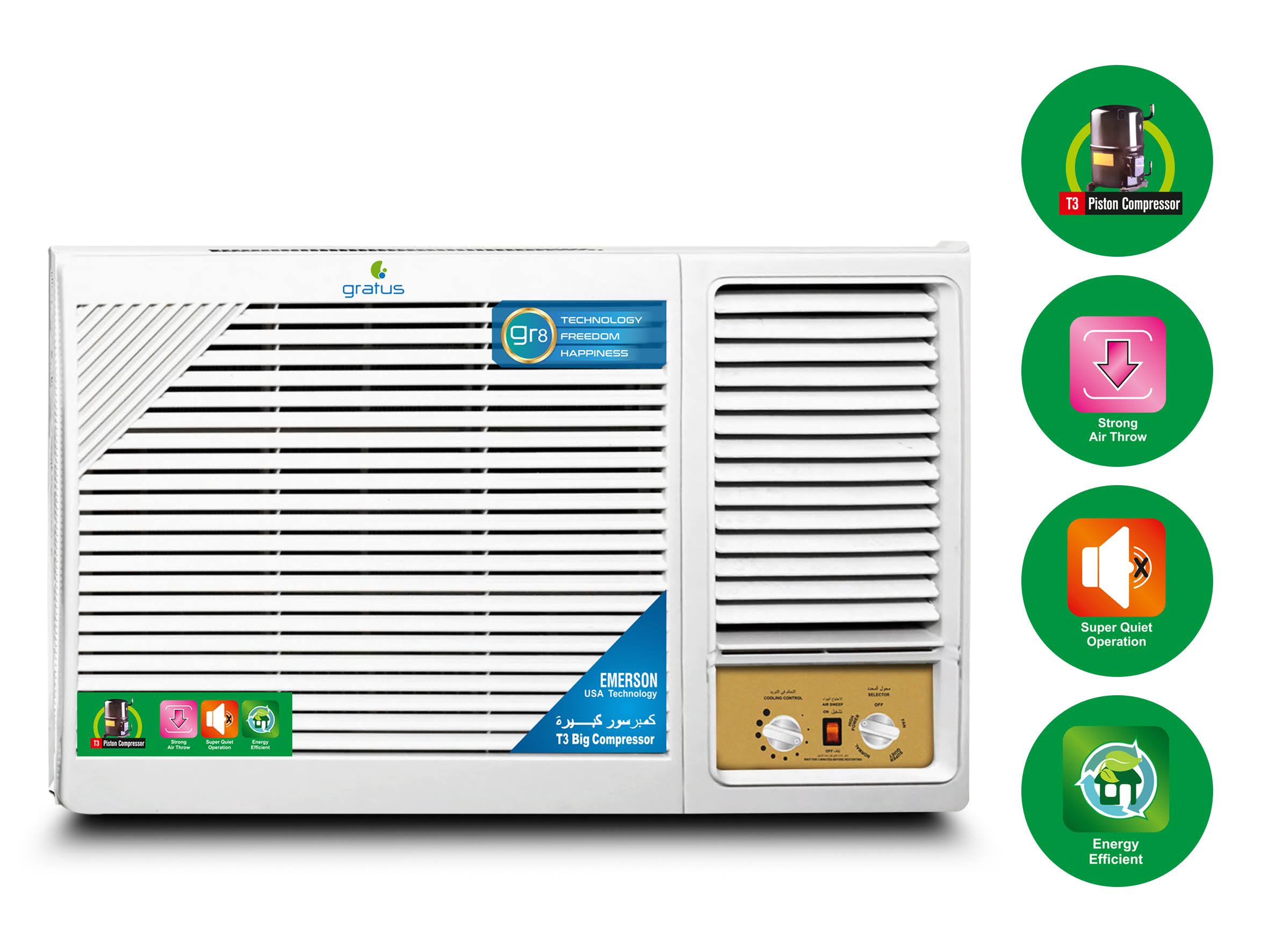 1.5 Ton Window Air Conditioner – Heavy-Duty Piston Compressor, R22 Gas, Durable Cooling Performance, Model GWACP18X2