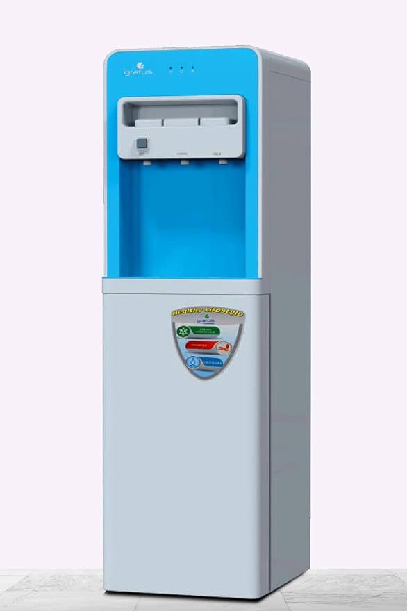 Gratus Hot & Cold 3‑Tap Floor‑Standing Top‑Load Water Dispenser with Built‑In Refrigerator | 1 Year Full Warranty & 2 Years Compressor Warranty | Model GWD801WFRW