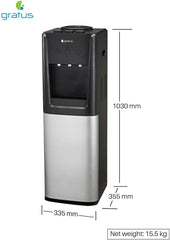 Gratus Hot & Cold 3‑Tap Floor‑Standing Top‑Load Water Dispenser with Built‑In Refrigerator | 1 Year Full Warranty & 2 Years Compressor Warranty | Model GWD801WFRW