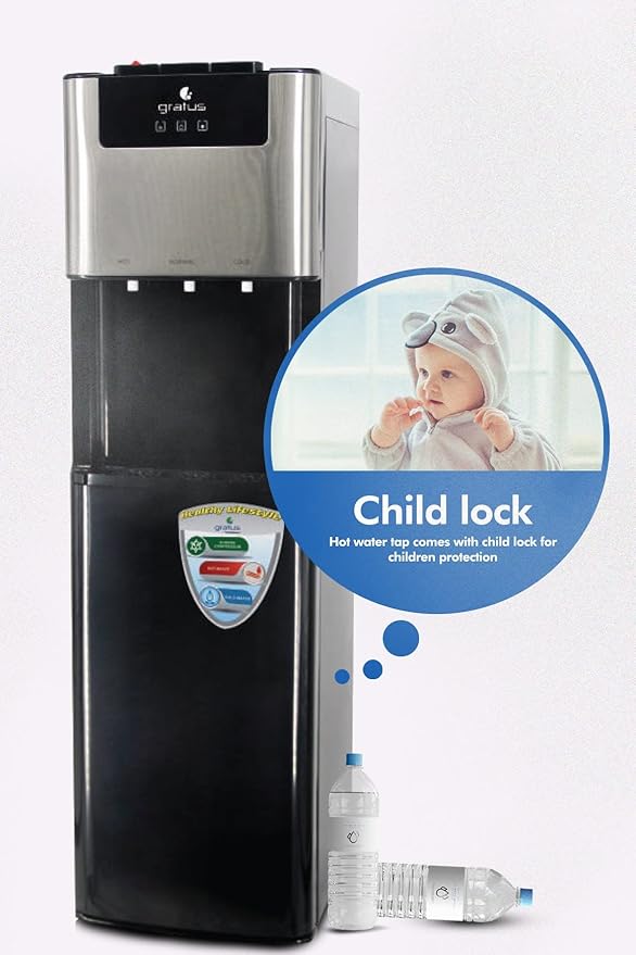 Gratus Bottom‑Load Free‑Standing Hot & Cold Water Dispenser | Stainless Steel Finish | 1 Year Unit & 2 Year Compressor Warranty | Model GWDB413ACRCW