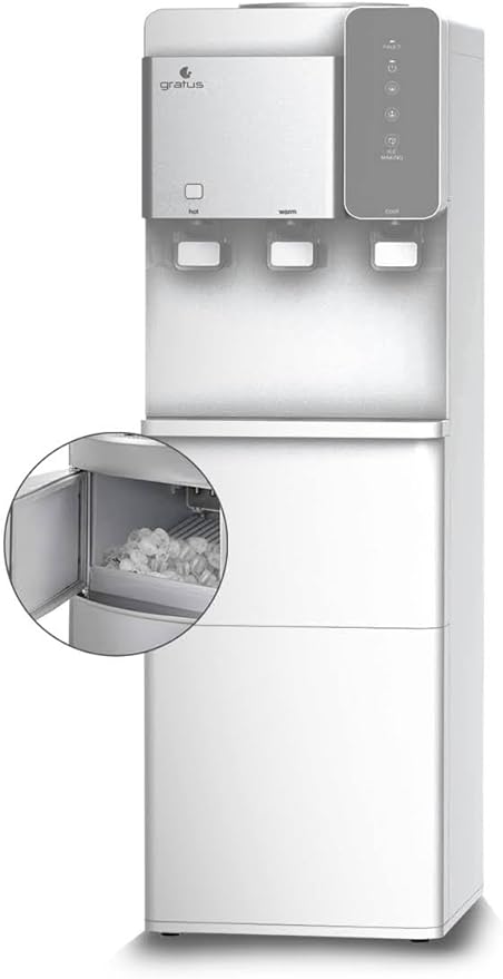 Gratus Ice Maker & 3‑Tap Water Dispenser (Hot, Cool & Cold) | 1 Year Unit + 2 Year Compressor Warranty | Model GWID1100ACR1DX