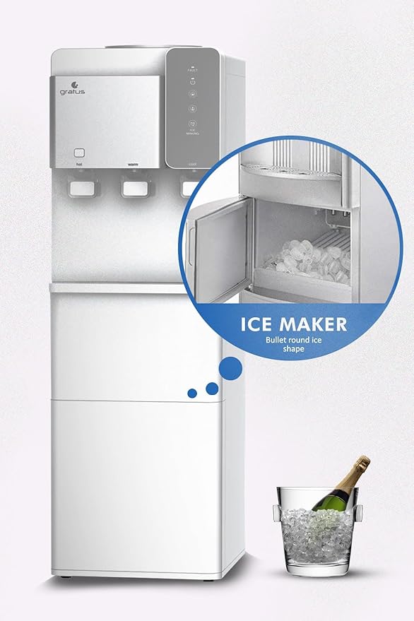 Gratus Ice Maker & 3‑Tap Water Dispenser (Hot, Cool & Cold) | 1 Year Unit + 2 Year Compressor Warranty | Model GWID1100ACR1DX