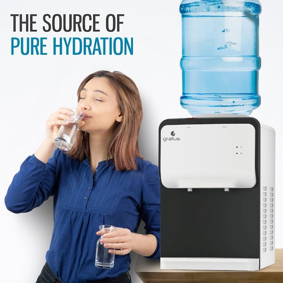 Gratus GWTT21AC 2-Tap Table Top Hot & Cold Water Dispenser – Compact Design, Energy Efficient, 1 Year Full & 2 Year Compressor Warranty