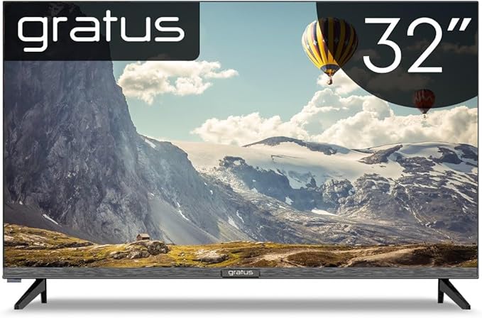 Gratus 32-Inch Edgeless HD Ready LED Smart TV – Android 12, Built-in DVB T2/S2 Receiver, 2 HDMI, 2 USB, High-Resolution Display, Superior Sound – Model LT32A23H