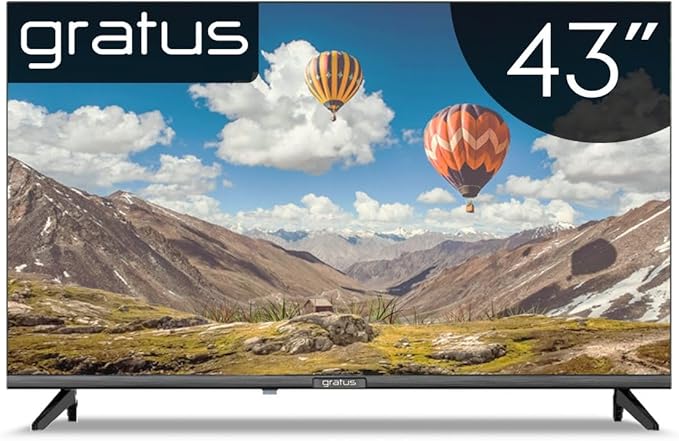 Gratus 43-Inch Edgeless HD Ready LED Smart TV – Android 12, Built-in DVB T2/S2 Receiver, 2 HDMI, 2 USB, High-Resolution Display, Superior Sound – Model LT43A23H