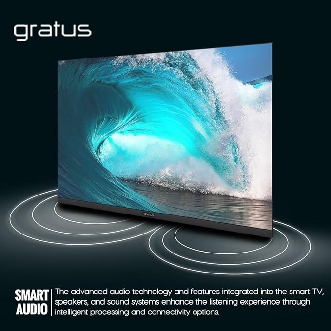 Gratus 43-Inch Edgeless HD Ready LED Smart TV – Android 12, Built-in DVB T2/S2 Receiver, 2 HDMI, 2 USB, High-Resolution Display, Superior Sound – Model LT43A23H
