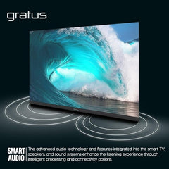 Gratus 43-Inch Edgeless HD Ready LED Smart TV – Android 12, Built-in DVB T2/S2 Receiver, 2 HDMI, 2 USB, High-Resolution Display, Superior Sound – Model LT43A23H