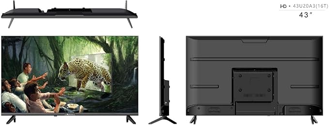 Gratus 43-Inch Edgeless HD Ready LED Smart TV – Android 12, Built-in DVB T2/S2 Receiver, 2 HDMI, 2 USB, High-Resolution Display, Superior Sound – Model LT43A23H
