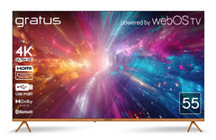 Ggratus 55-Inch 4K UHD Edgeless Smart LED TV – WebOS Powered with ThinQ AI, Quad-Core Processor, Dolby Audio, Voice Control, Dual HDMI/USB – Model LT55W4K23H