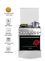 Venus 60x60 cm Stainless Steel Cooking Range | 4 Euro-Pool Gas Burners | Full Safety in Hob, Oven & Grill | Full Auto-Ignition | Cast Futura Gas Oven & Grill | Made in Turkey – Model VC6641GLX