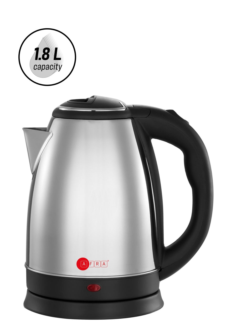 AFRA Japan Electric Kettle, 1500W, 1.8L, Strong Stainless Steel Body with 2 years warranty, ESMA, ROHS, and CB Certified, Silver/Black 1.8 L 1500 W AF-1815KTSS Silver/Black