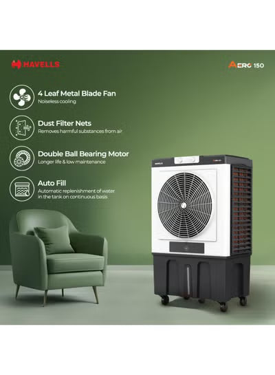Havells Aero 150 L Desert Air Cooler (GHRACDWE3451) – 22″ Metal Blade Fan, Auto-Fill, XXL Ice Chamber, Bacteria‑Shield Honeycomb Pads