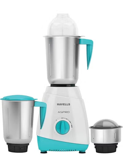 Havells Aspro Neo 500 W Mixer Grinder– 3 Stainless Steel Jars (1.5 L, 1.5 L, 0.4 L), ACS Cooling, Overload Protector