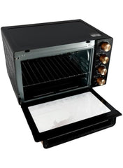 AFRA 45L electric oven toaster 1700W convection rotisseri & oven lamp, 4 knobs tray, rack, handle 45 L 1700 W AF-4517OTBK BLACK