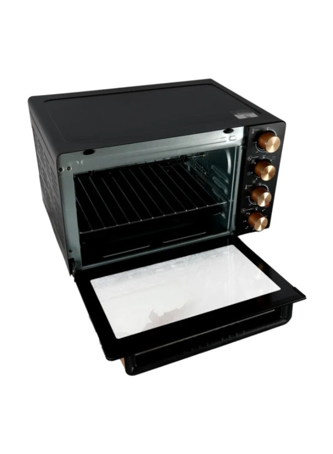 AFRA 80L ELECTRIC OVEN TOASTER 2200W CONVECTION ROTISSERIE & OVEN LAMP, 4 KNOBS TRAY, RACK, HANDLE 80 L 2200 W AF-8022OTBK black