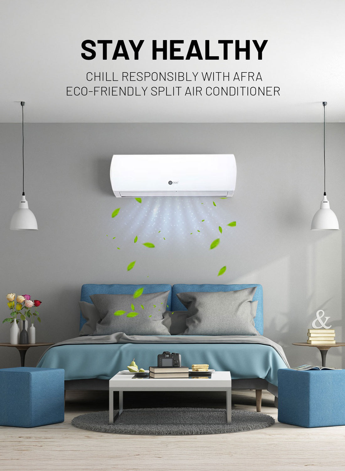 AFRA 2.5 Ton Wall Mount Split Air Conditioner Cooling Only Rotary R410a T3, 5 Year Compressor Warranty AF-2500ACWT White