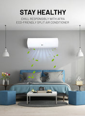 AFRA 1.0 Ton Split Type Air Conditioner, Rotary Compressor, Turbo Cooling, Auto Restart, Hidden LED Display, Low Noise, T3 Climate, R410a Refrigerant | 5-Year Compressor Warranty AF-1000ACWT White