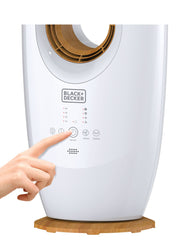 BLACK+DECKER 2 in 1 Bladeless Fan, 85cm, 70W Tropical Motor, Cool-White LED Lamp, Remote Control, 60° Wide Oscillation, Low Noise, Wooden Trim, Covers 40m², White - FBL85-B5