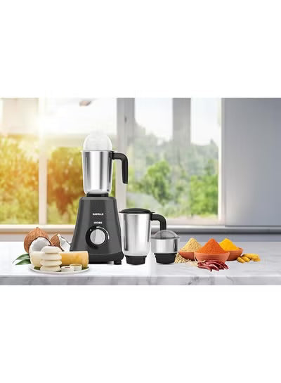 Havells Hydro Neo 750W Mixer Grinder – 1.5 L Liquidizing Jar, 1.5 L Wet & Dry Jar, 0.4 L Chutney Jar – Grey, 1‑Year Warranty