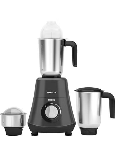Havells Hydro Neo 750W Mixer Grinder – 1.5 L Liquidizing Jar, 1.5 L Wet & Dry Jar, 0.4 L Chutney Jar – Grey, 1‑Year Warranty