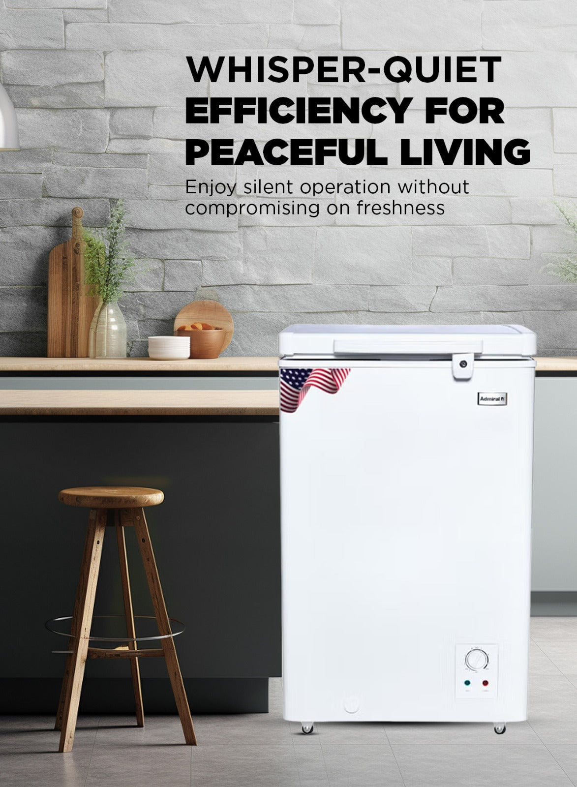 Admiral 125L Chest Freezer – Model ADCF125WE | Compact Deep Freezer with Adjustable Thermostat, Energy Efficient Cooling, and Manual Defrost – Ideal for Homes, Offices, and Small Shops – White Finish 125 L 120 W ADCF125WE White