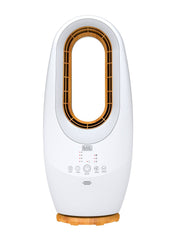 BLACK+DECKER 2-in-1 Bladeless Fan, 58cm, Cool-White LED Lamp, Remote Control, 60° Oscillation, 45W Tropical Motor, Low Noise, 20m² Coverage, Compact and Portable, Wooden Trim, White - FBL58-B5